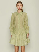 Shirt Ruffled Fringe Hem Skirt Two Piece Set